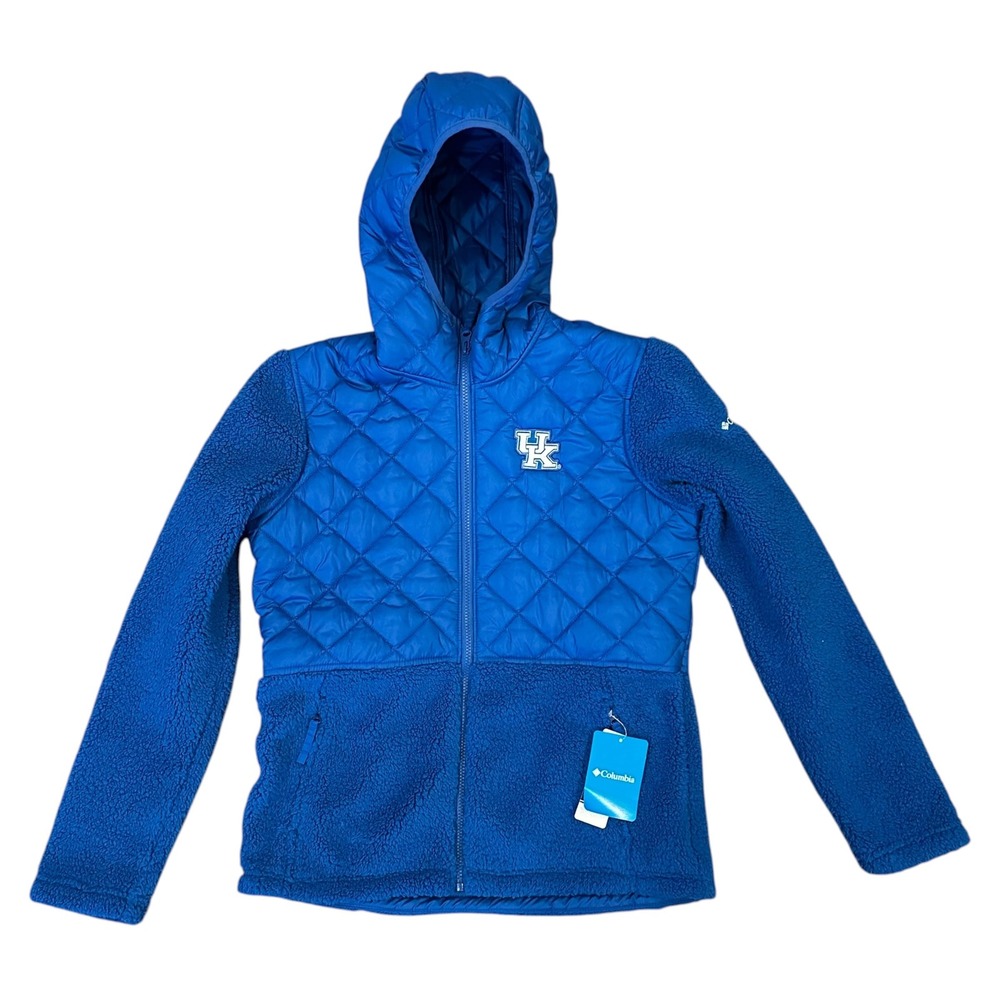 Columbia Kentucky Wildcats UK Crested Peak Sherpa Quilted Jacket Blue S NEW